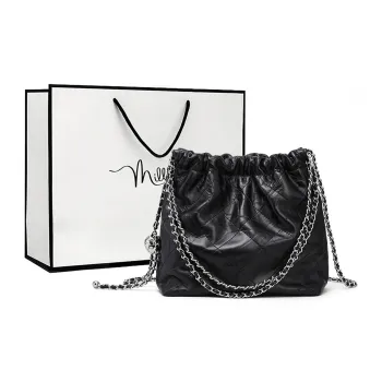 MILLIE'S Cow Leather Underarm Shoulder Bag, Bucket Bag Women's Black