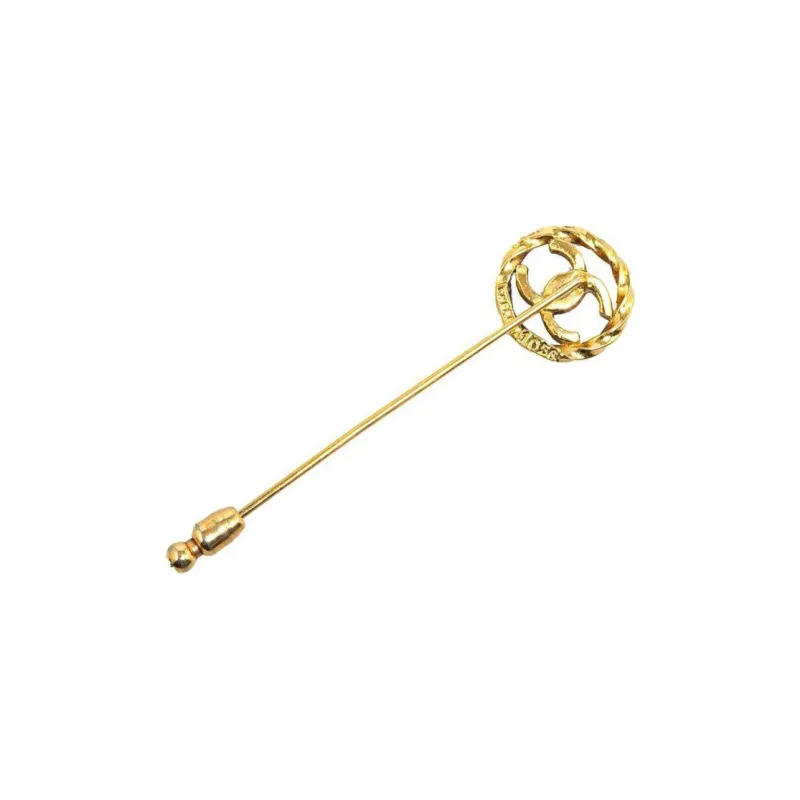 CHANEL 20th Century Plated Cc Pin Costume Brooch-1