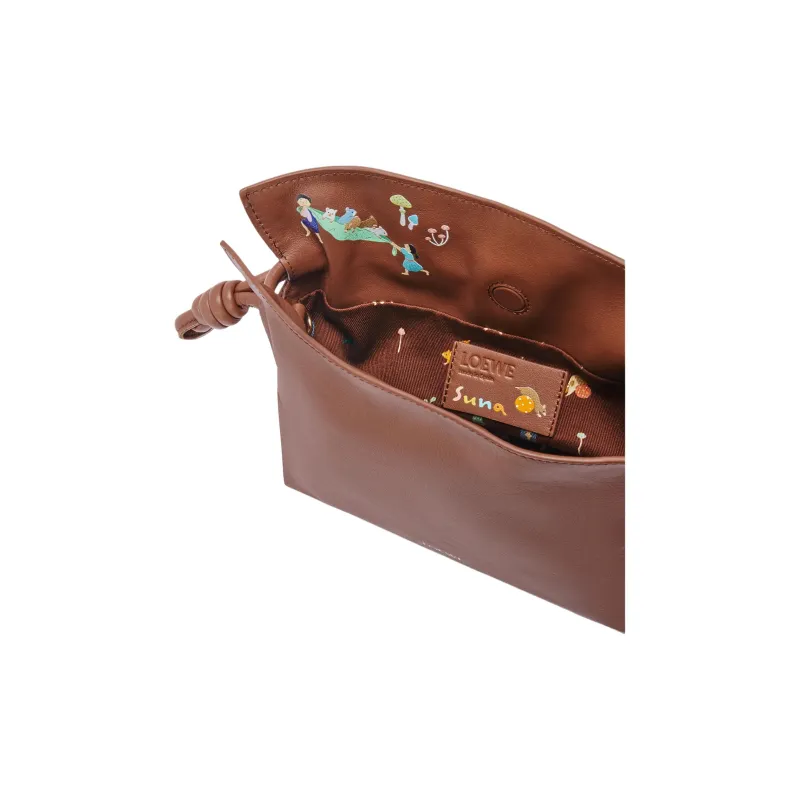 LOEWE Suna Fujita Collaboration Flamenco Nappa Cow Leather Shoulder Bag, Crossbody Bag, Clutch Mini Women's Cigar Color-4