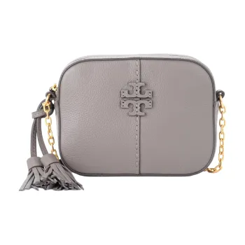 TORY BURCH McGraw Cow Leather Camera Bag, Crossbody Bag, Shoulder Bag Women's Dark Gray