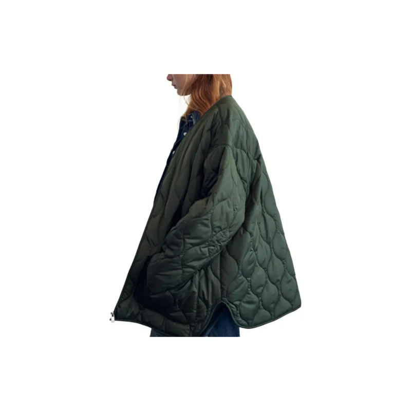 ZARA Trf Puffer Jacket Women's Dark Olive Green-4