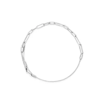 Mistova JEWELRY Eco Friendly Copper White Gold Plated Inlaid Synthetic Zircon Chain Ring Time Space Necklace Women's