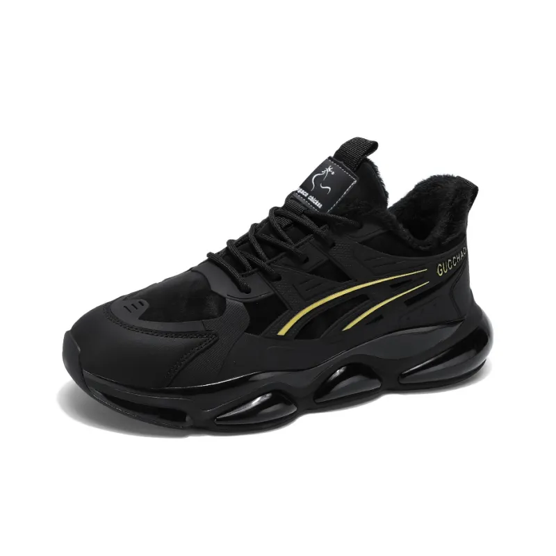 Legaco Chicken Cushioning Anti-Slip Wear-Resistant Breathable Height Increasing Low-Top Casual Shoes Men's Black Gold-9