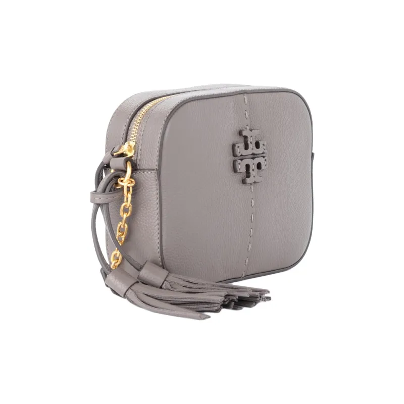 TORY BURCH McGraw Cow Leather Camera Bag, Crossbody Bag, Shoulder Bag Women's Dark Gray-1