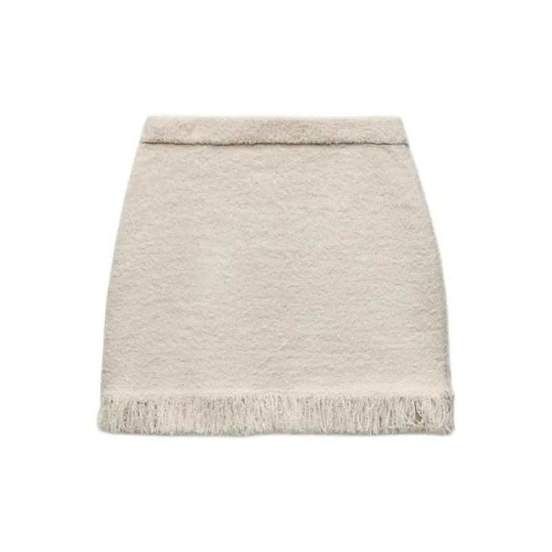 ZARA Casual Short Skirts Women's Raw White-1