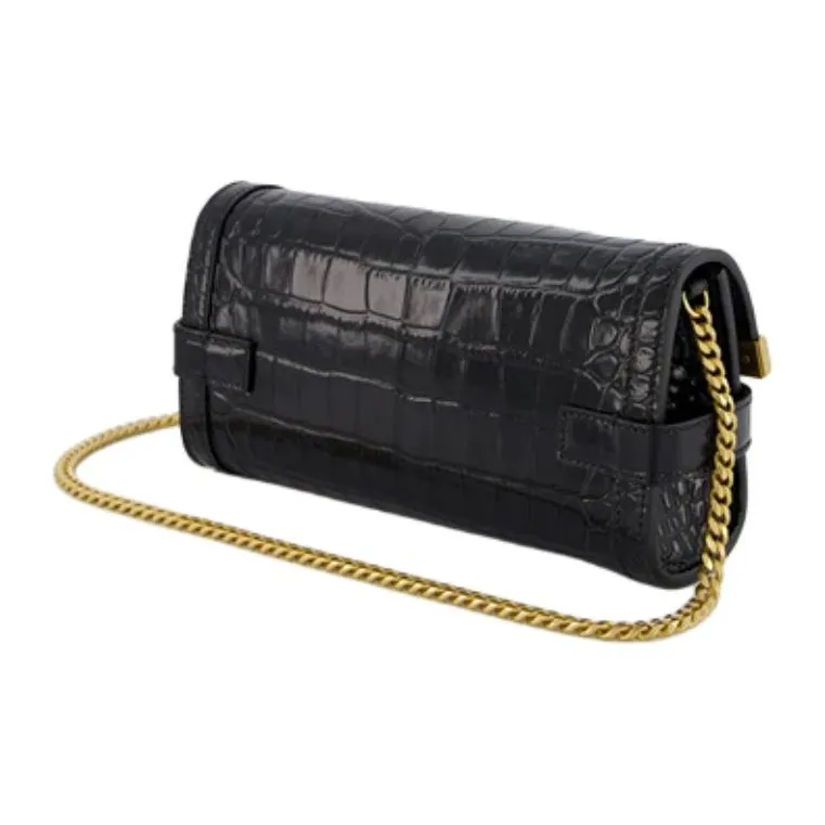 Balmain Hair Gold plaque Crocodile Mini Bag-3