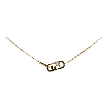 FENDI 2000-2024 Plated O Lock Ff Pendant Costume Necklace