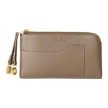 Loro Piana Extra Zip Cow Leather Clutch Regular Women's Warm Frankincense Color With Vintage Silver