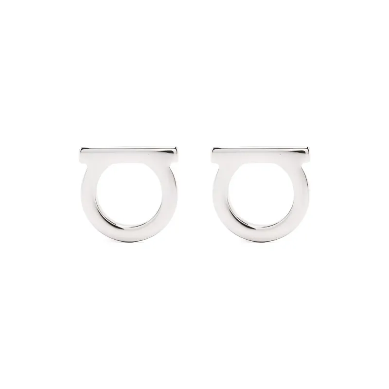 FERRAGAMO Brass Stud Earrings Women's Silver-2
