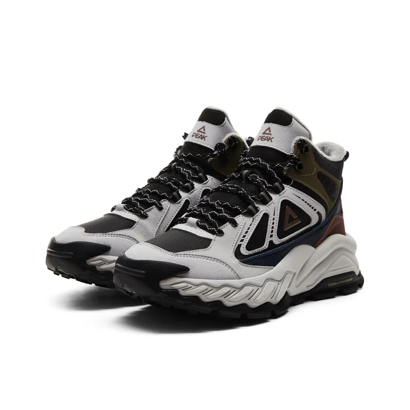 PEAK Cushioned Slip Resistant Rebound Mid Top Outdoor Shoes Men's Gray Black-2