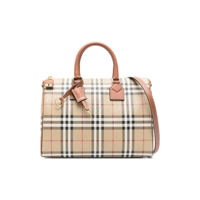 Burberry Calfskin Shoulder Bag, Crossbody Bag, Handbag Women's Beige & Multicolor-0