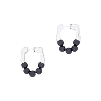 Sundanese Obsidian 925 Silver Earrings Women's