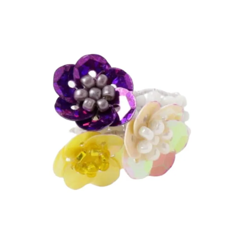 Beams Glass Beads, Sequins Rings Women's Black White/Orange Blue/Yellow Purple-6
