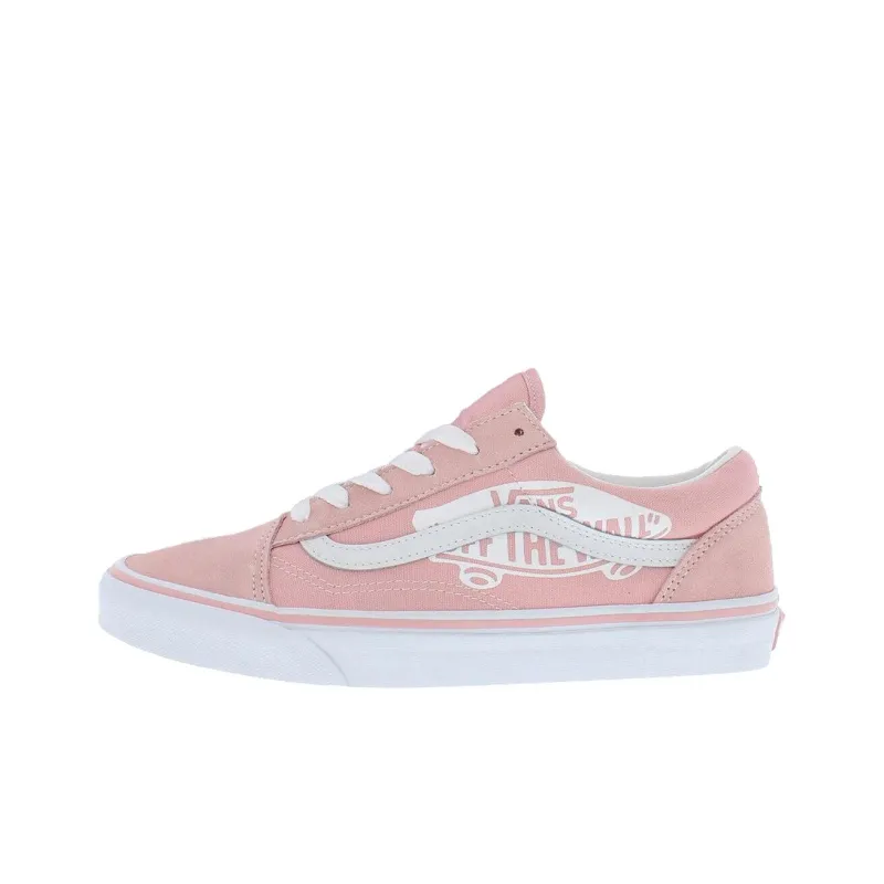 Vans Old Skool Anti-Kick And Wear-Resistant Low-Top Kids' Skateboarding Shoes Light Pink Teenagers-0