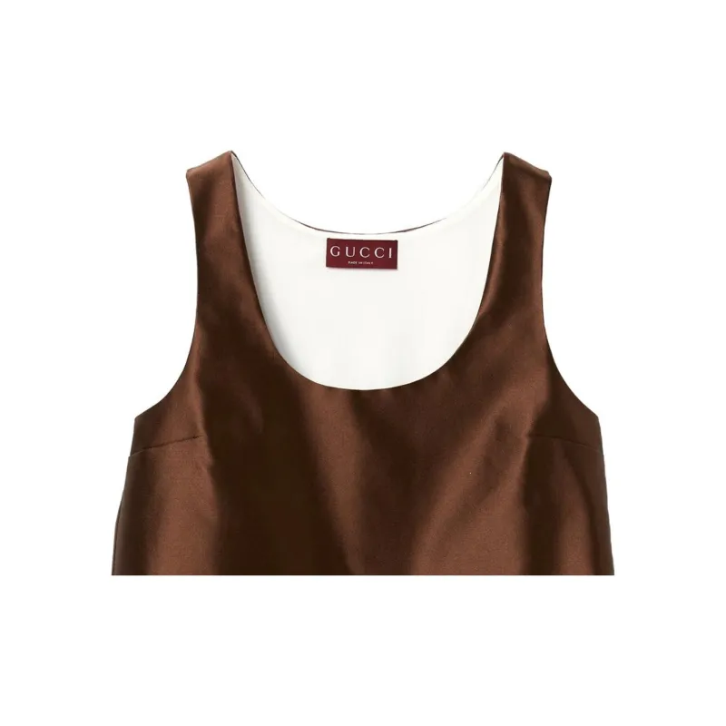 GUCCI Sleeveless Dress Women's Brown-4