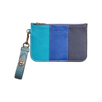 COACH Turnlock Leather Clutch Small Size Unisex Blue & Multicolor