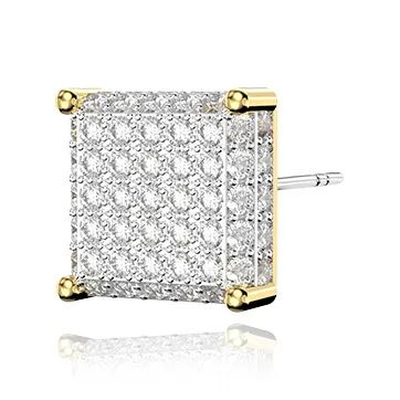 ICE ROCK 925 Sterling Silver Stud Earrings Unisex-0