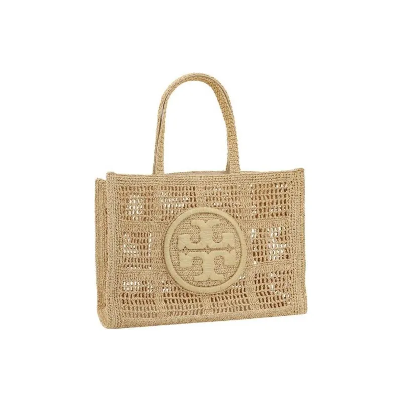 TORY BURCH Ella Raffia With Artificial Leather Trim Tote Bag, Handbag Tubas Women's Natural-1
