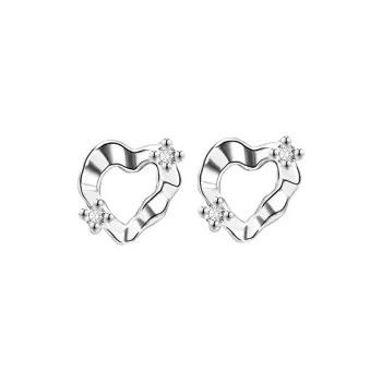 Heart Grass 999 Fine Silver Stud Earrings Women's