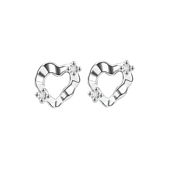 Heart Grass 999 Fine Silver Stud Earrings Women's-0