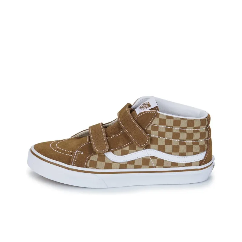 Vans OFF THE WALL Anti Slip Wear Resistant Mid Top Skateboard Shoes Women's Brown-0