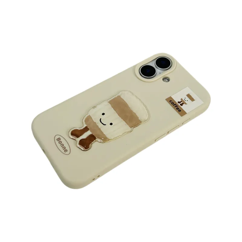 Wei Xin Silicone Material 3D Effect Coffee Cup Phone Cases Compatible With IPhone 16/15 Pro Max/Apple 13/14 Pro Max/12-3