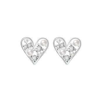 Heart Grass 999 Fine Silver Stud Earrings Women's