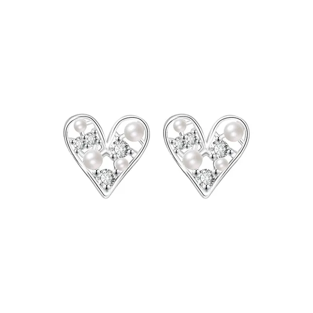 Heart Grass 999 Fine Silver Stud Earrings Women's-0