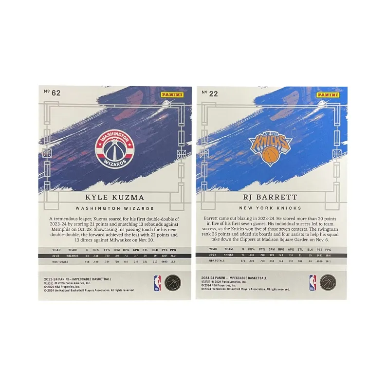 PANINI Kuzma+RJ Barrett 2023 24 Xiao Zhenjin Thick Card Wizards 28/99+Knicks 28/99 Same Edition Sports Cards 2 Pcs-1