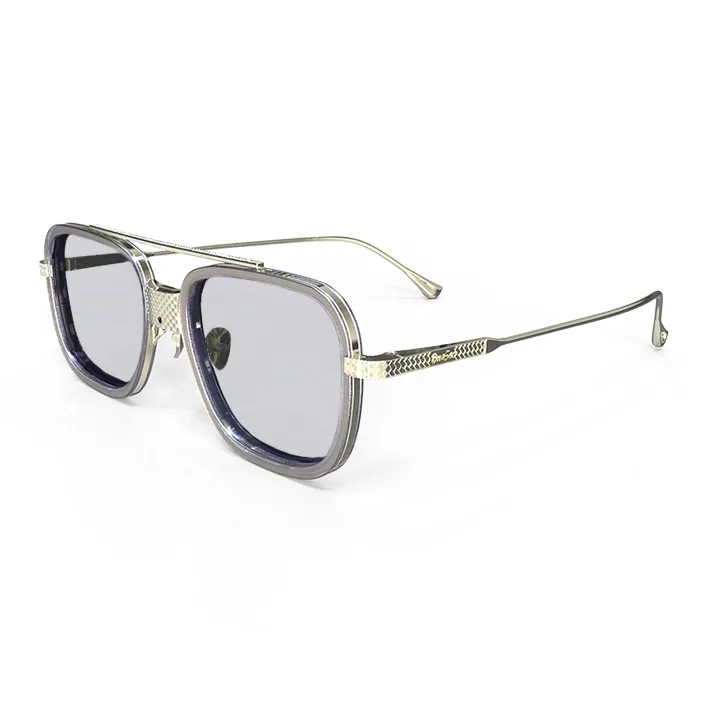 ONESEC EYEWEAR Titanium Alloy Plate Frame Square Sunglasses Unisex-5