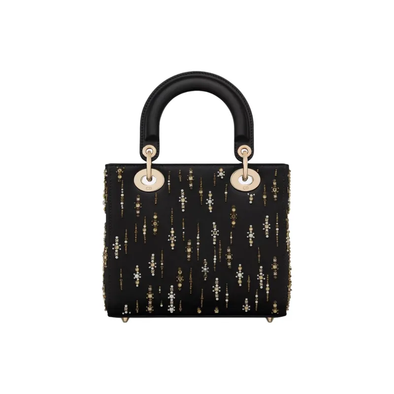 DIOR Lady Dior Fabric Shoulder Bag, Crossbody Bag, Handbag Small Size Women's Black-3