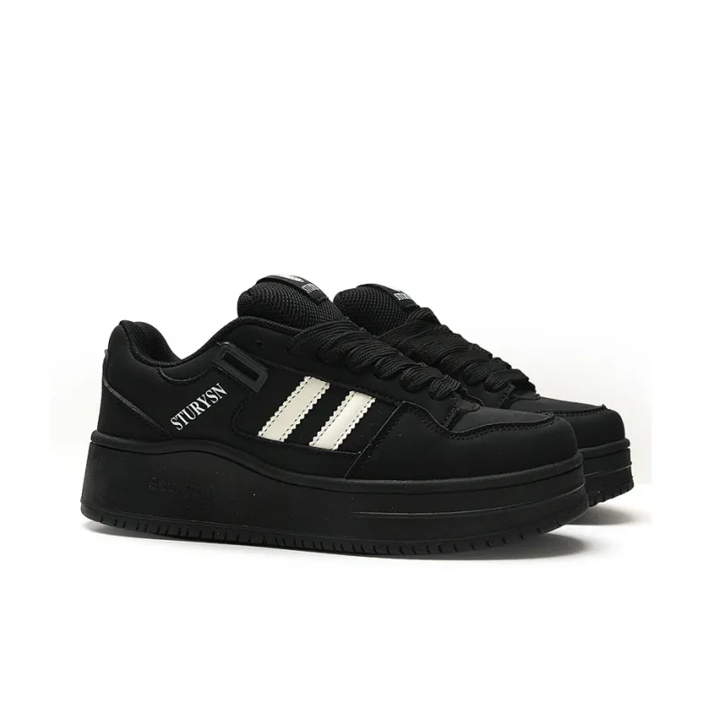 STUR YSN Wear resistant And Lightweight Low Top Skateboard Shoes Unisex Black-3