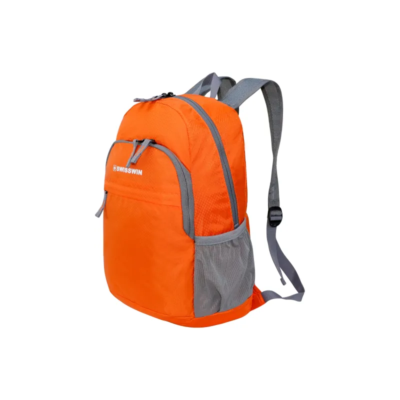 SUISSEWIN Polyester Large Capacity Backpack Travel Bag Unisex Vibrant Orange/Deep Sea Blue-1