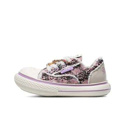 ZHAOTAIYANGLIANMING x OLD ORDER Wear Resistant Height Increasing Low Top Canvas Shoes Women's White Purple