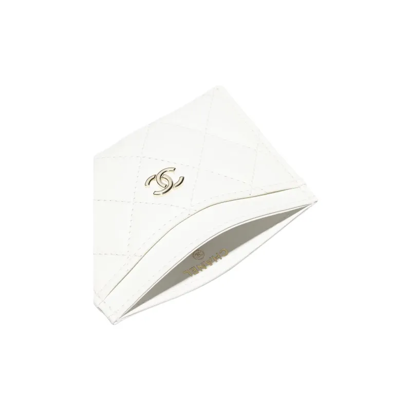 CHANEL Grained Cow Leather Card Holder Women's White-2
