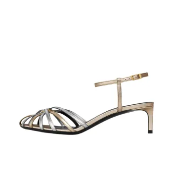 CELINE Triomphe Strap Sandals 5cm Women's Gold/Silver