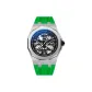 Silver Case Black Dial Green