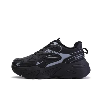 Warrior Trendy Casual Shoes Anti Slip And Wear Resistant Lightweight Low Top Chunky Sneakers Women's Black