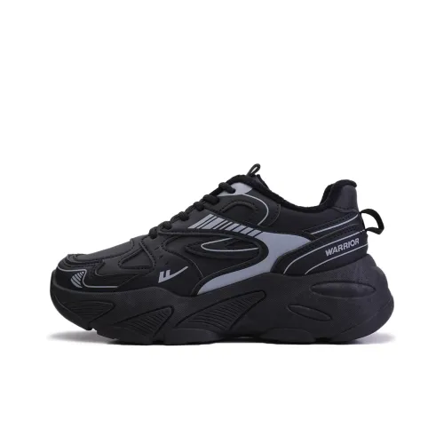 Warrior Trendy Casual Shoes Anti Slip And Wear Resistant Lightweight Low Top Chunky Sneakers Women's Black