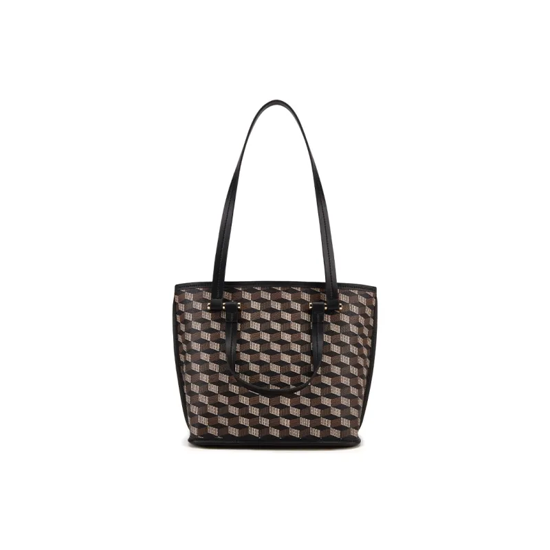 ELLE Synthetic Leather Tote Bag, Shopping Bag, Shoulder Bag, Handbag Regular Women's Black-2