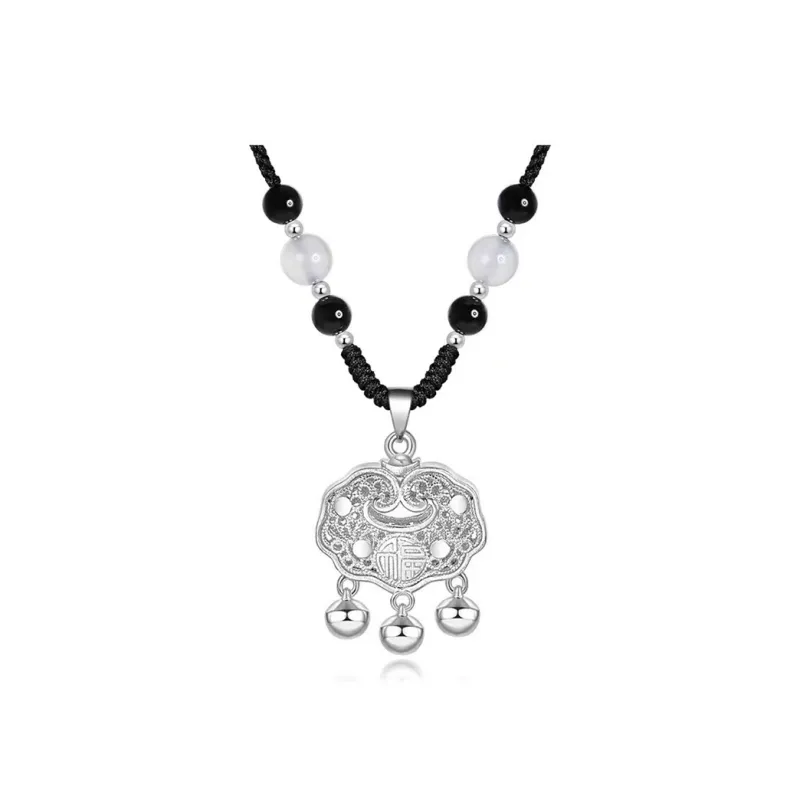 Muyan Alloy Peace Lock Auspicious Necklace Unisex-3