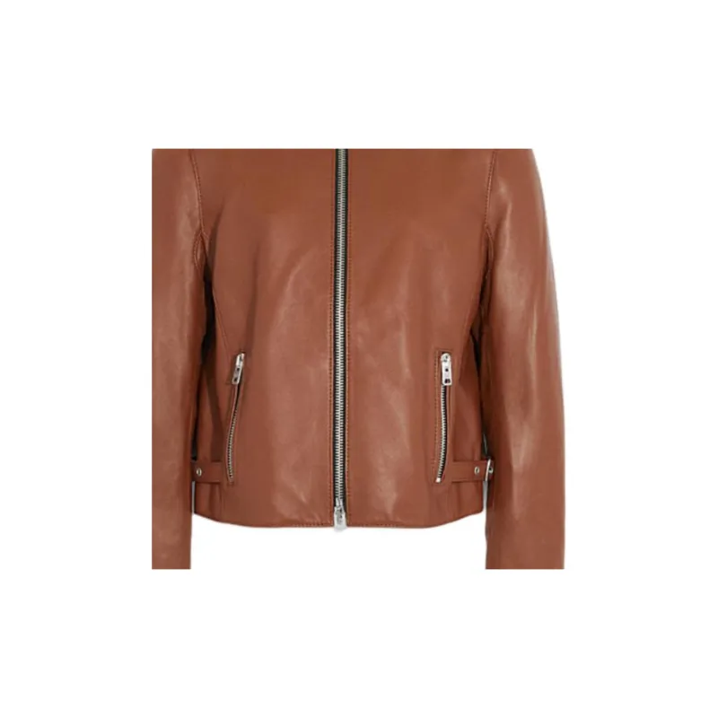 COACH SS24 Leather Jacket Women's Brown-5