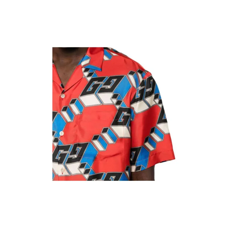 GUCCI 3D Gg Printed Satin Shirt-5
