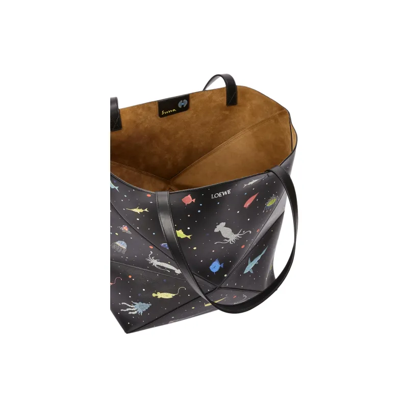 LOEWE Puzzle Fold Cow Leather Tote Bag, Shopping Bag, Handbag Extra Large Women's Black Multicolor-7