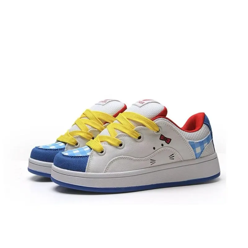 Durable Lightweight And Breathable Low-Top Stylish Skateboarding Shoes Women's Blue White Orchid Cat Element-2