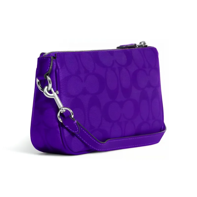 COACH Nolita Artificial Leather Mahjong Bag Shoulder Bag Wrist Bag Clutch Small Size Women's 1Sports Purple Monogram-1