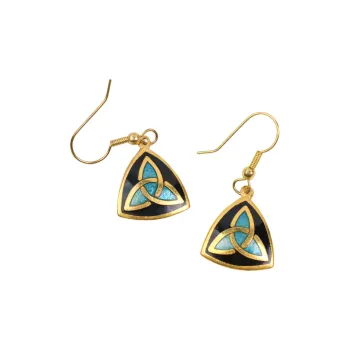 HONGQIAO Blue Layered Texture Enamel Earrings Women's
