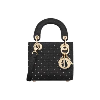 DIOR Lady Dior Cotton Embroidery Lady Dior Bag, Shoulder Bag, Crossbody Bag, Handbag Extra Mini Women's Black
