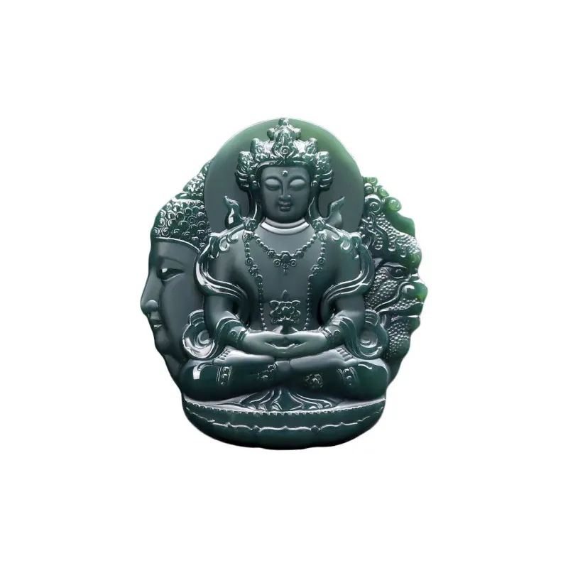 Cuizu Hetian Jade Necklaces Green Jade Men's-3