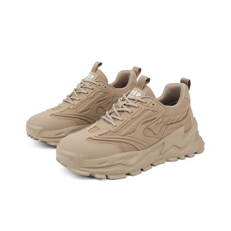 JEEP SPIRIT Anti Slip And Wear Resistant Height Increasing Warm Low Top Chunky Sneakers Men's Brown-3